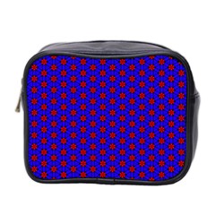 Blue Pattern Red Texture Mini Toiletries Bag (two Sides)