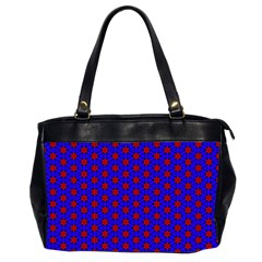 Blue Pattern Red Texture Oversize Office Handbag (2 Sides)