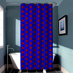 Blue Pattern Red Texture Shower Curtain 36  X 72  (stall) 