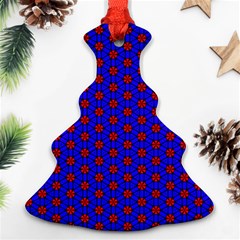 Blue Pattern Red Texture Ornament (christmas Tree) 