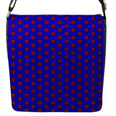 Blue Pattern Red Texture Flap Closure Messenger Bag (s)