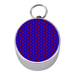 Blue Pattern Red Texture Mini Silver Compasses