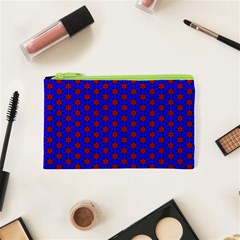 Blue Pattern Red Texture Cosmetic Bag (xs)