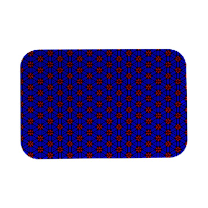 Blue Pattern Red Texture Open Lid Metal Box (Silver)  