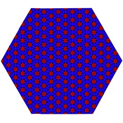 Blue Pattern Red Texture Wooden Puzzle Hexagon