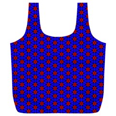 Blue Pattern Red Texture Full Print Recycle Bag (xxl)