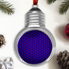 Blue Pattern Red Texture Metal Light Bulb Shape Ornament by Mariart