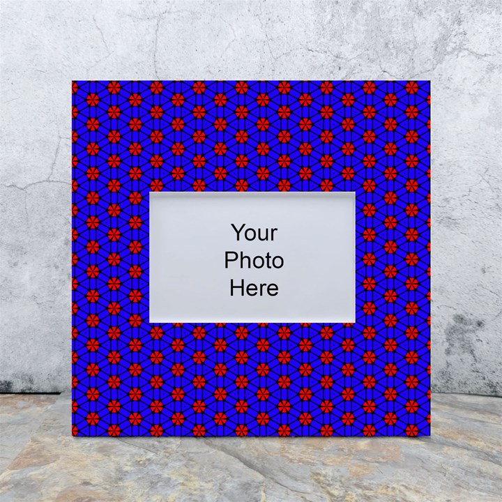 Blue Pattern Red Texture White Box Photo Frame 4  x 6 