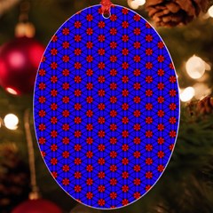 Blue Pattern Red Texture Uv Print Acrylic Ornament Oval