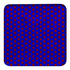 Blue Pattern Red Texture Square Glass Fridge Magnet (4 Pack)