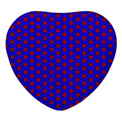 Blue Pattern Red Texture Heart Glass Fridge Magnet (4 Pack)