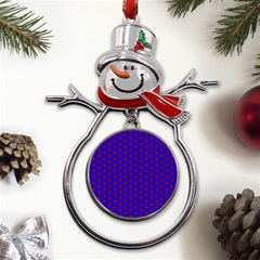 Blue Pattern Red Texture Metal Snowman Ornament by Mariart