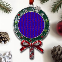 Blue Pattern Red Texture Metal X mas Lollipop With Crystal Ornament by Mariart