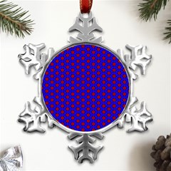 Blue Pattern Red Texture Metal Small Snowflake Ornament by Mariart