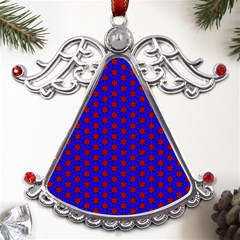 Blue Pattern Red Texture Metal Angel With Crystal Ornament by Mariart