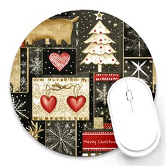 Christmas Reindeer Round Mousepad by Posterlux