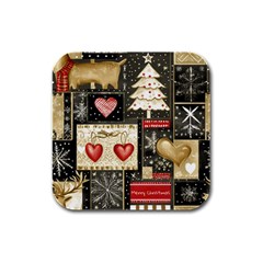 Christmas Reindeer Rubber Square Coaster (4 Pack)