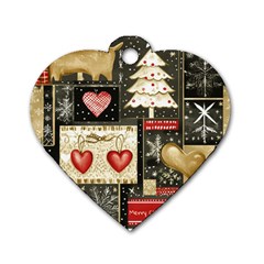 Christmas Reindeer Dog Tag Heart (one Side)