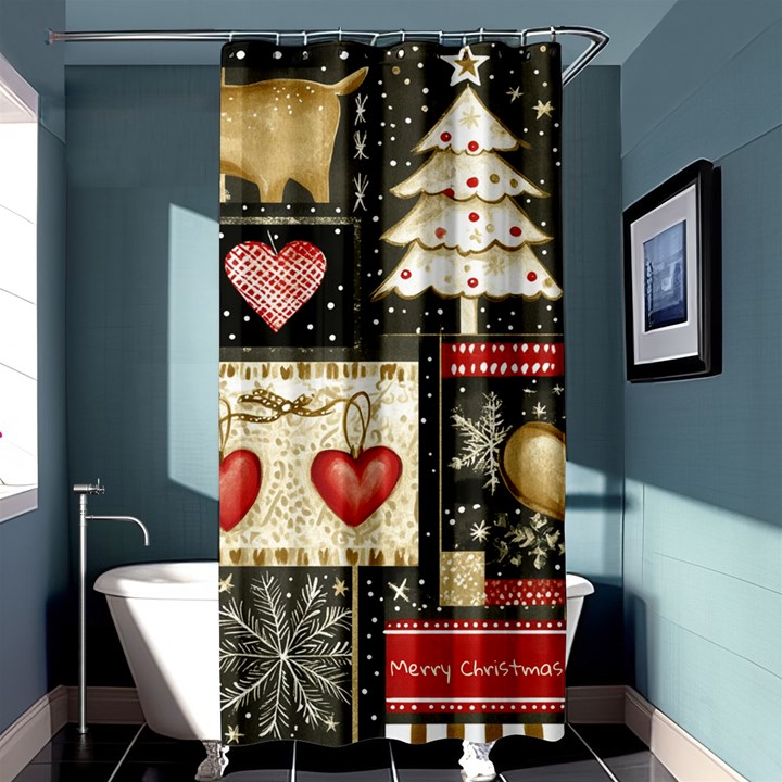 Christmas Reindeer Shower Curtain 36  x 72  (Stall) 