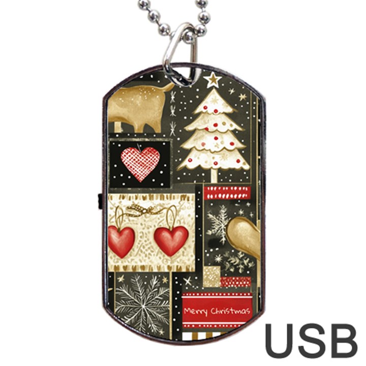 Christmas Reindeer Dog Tag USB Flash (One Side)