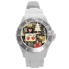 Christmas Reindeer Round Plastic Sport Watch (l)