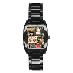 Christmas Reindeer Stainless Steel Barrel Watch