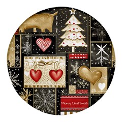 Christmas Reindeer Round Glass Fridge Magnet (4 Pack) by Posterlux