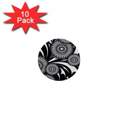 Modern Flowers Vector Seamless Pattern 1  Mini Buttons (10 Pack) 