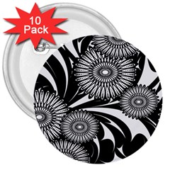 Modern Flowers Vector Seamless Pattern 3  Buttons (10 Pack) 