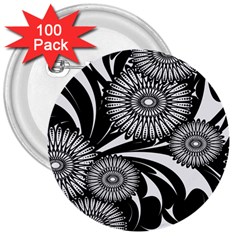 Modern Flowers Vector Seamless Pattern 3  Buttons (100 Pack) 