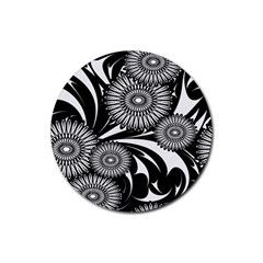 Modern Flowers Vector Seamless Pattern Rubber Coaster (round)