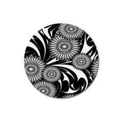 Modern Flowers Vector Seamless Pattern Magnet 3  (round)