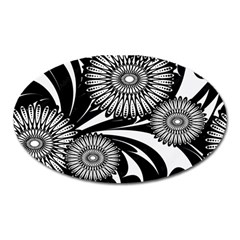 Modern Flowers Vector Seamless Pattern Oval Magnet