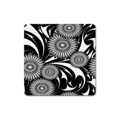 Modern Flowers Vector Seamless Pattern Square Magnet