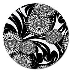 Modern Flowers Vector Seamless Pattern Magnet 5  (round) by Hannah976