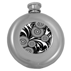 Modern Flowers Vector Seamless Pattern Round Hip Flask (5 Oz)