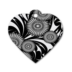 Modern Flowers Vector Seamless Pattern Dog Tag Heart (one Side)