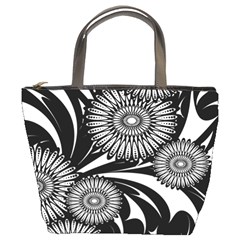 Modern Flowers Vector Seamless Pattern Bucket Bag