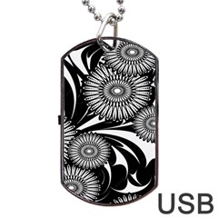 Modern Flowers Vector Seamless Pattern Dog Tag Usb Flash (two Sides)