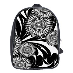 Modern Flowers Vector Seamless Pattern School Bag (xl)