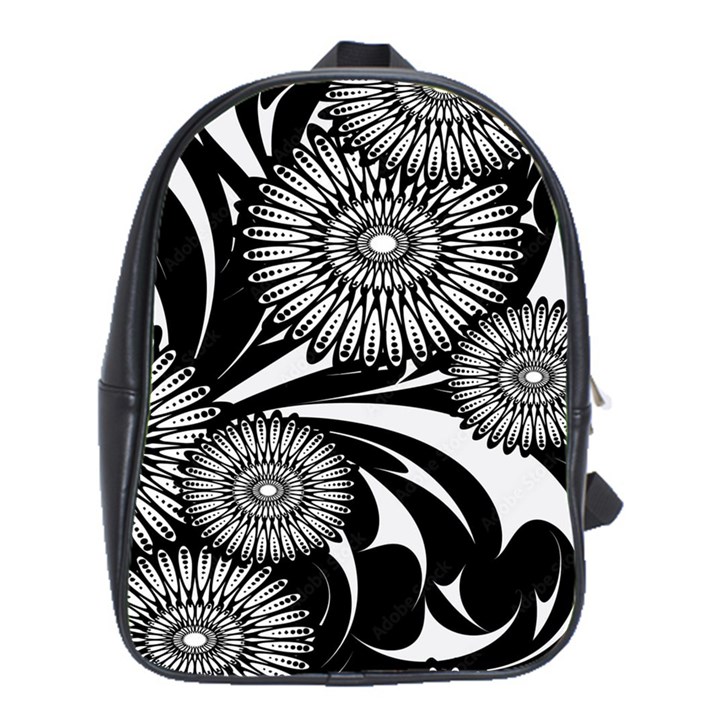 Modern Flowers Vector Seamless Pattern School Bag (XL)