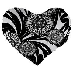 Modern Flowers Vector Seamless Pattern Large 19  Premium Heart Shape Cushions