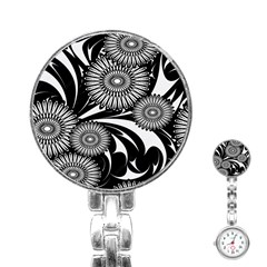 Modern Flowers Vector Seamless Pattern Stainless Steel Nurses Watch