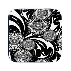 Modern Flowers Vector Seamless Pattern Square Metal Box (black)