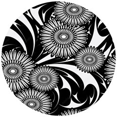 Modern Flowers Vector Seamless Pattern Wooden Puzzle Round