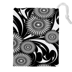 Modern Flowers Vector Seamless Pattern Drawstring Pouch (4xl)