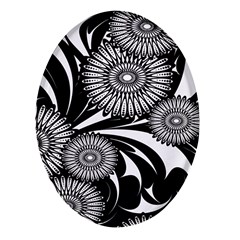 Modern Flowers Vector Seamless Pattern Oval Glass Fridge Magnet (4 Pack)