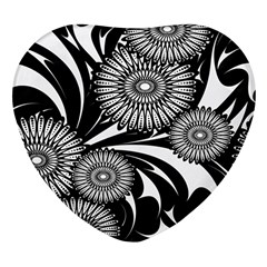 Modern Flowers Vector Seamless Pattern Heart Glass Fridge Magnet (4 Pack)