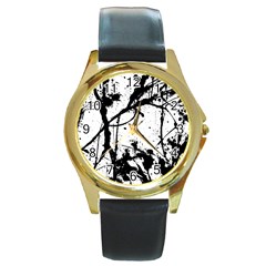 Inksplats Round Gold Metal Watch