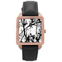 Inksplats Rose Gold Leather Watch  by SpinnyChairDesigns